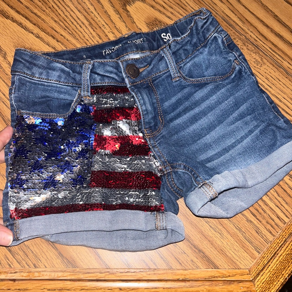 USA flag Jean shorts size 8